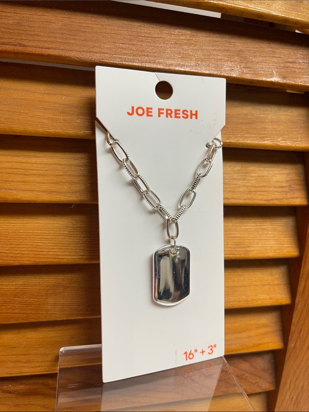 Joe Fresh Silver Dog Tag Pendant Necklace